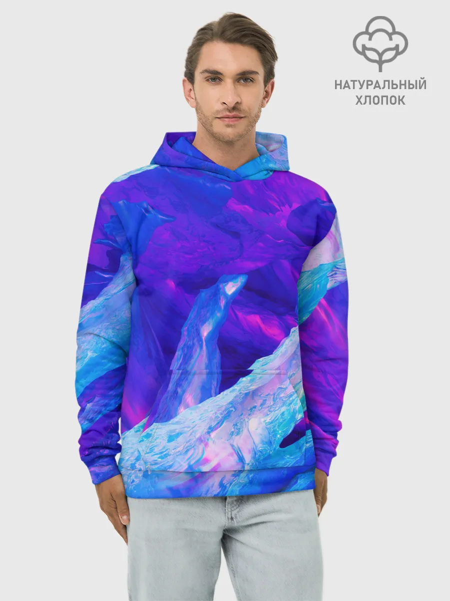Худи мужской база хлопок / ЛЕДЯНОЙ НЕОН