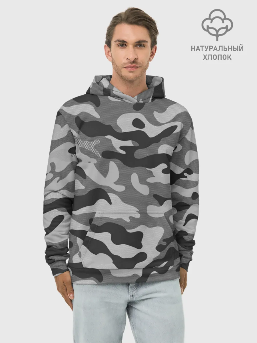 Худи мужской база хлопок / КАМУФЛЯЖ GRAY