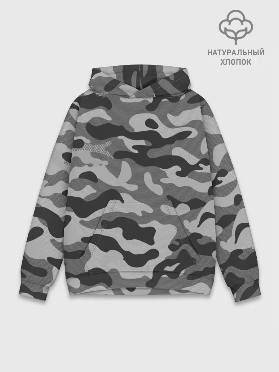 Худи мужской база хлопок / КАМУФЛЯЖ GRAY