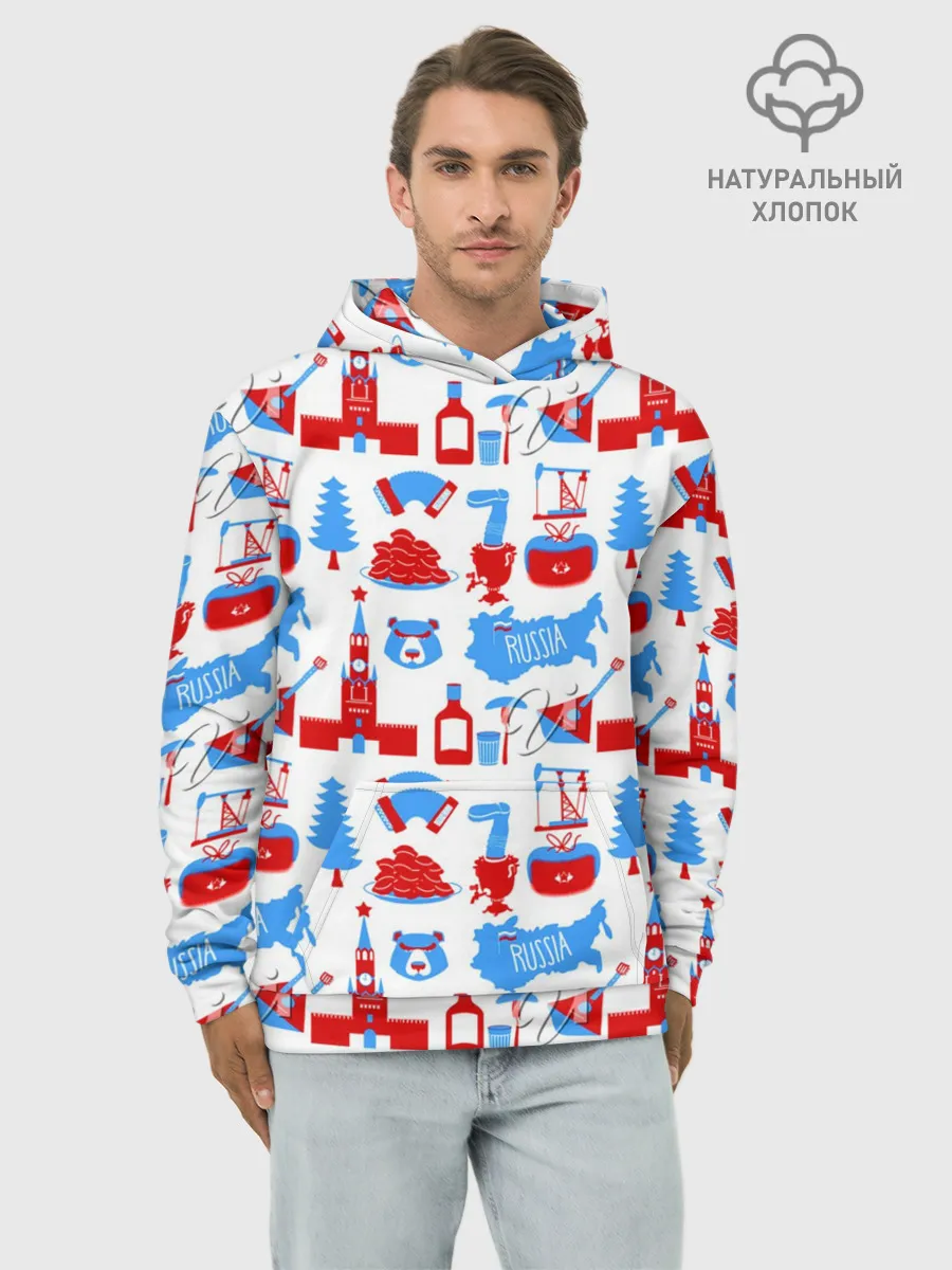 Худи мужской база хлопок / РОССИЯ УЗОР