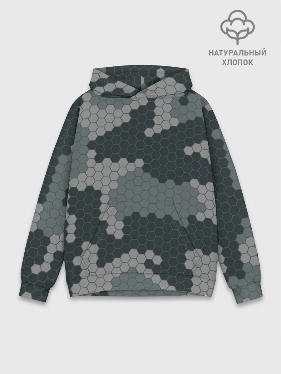 Худи мужской база хлопок / КАМУФЛЯЖ СОТЫ