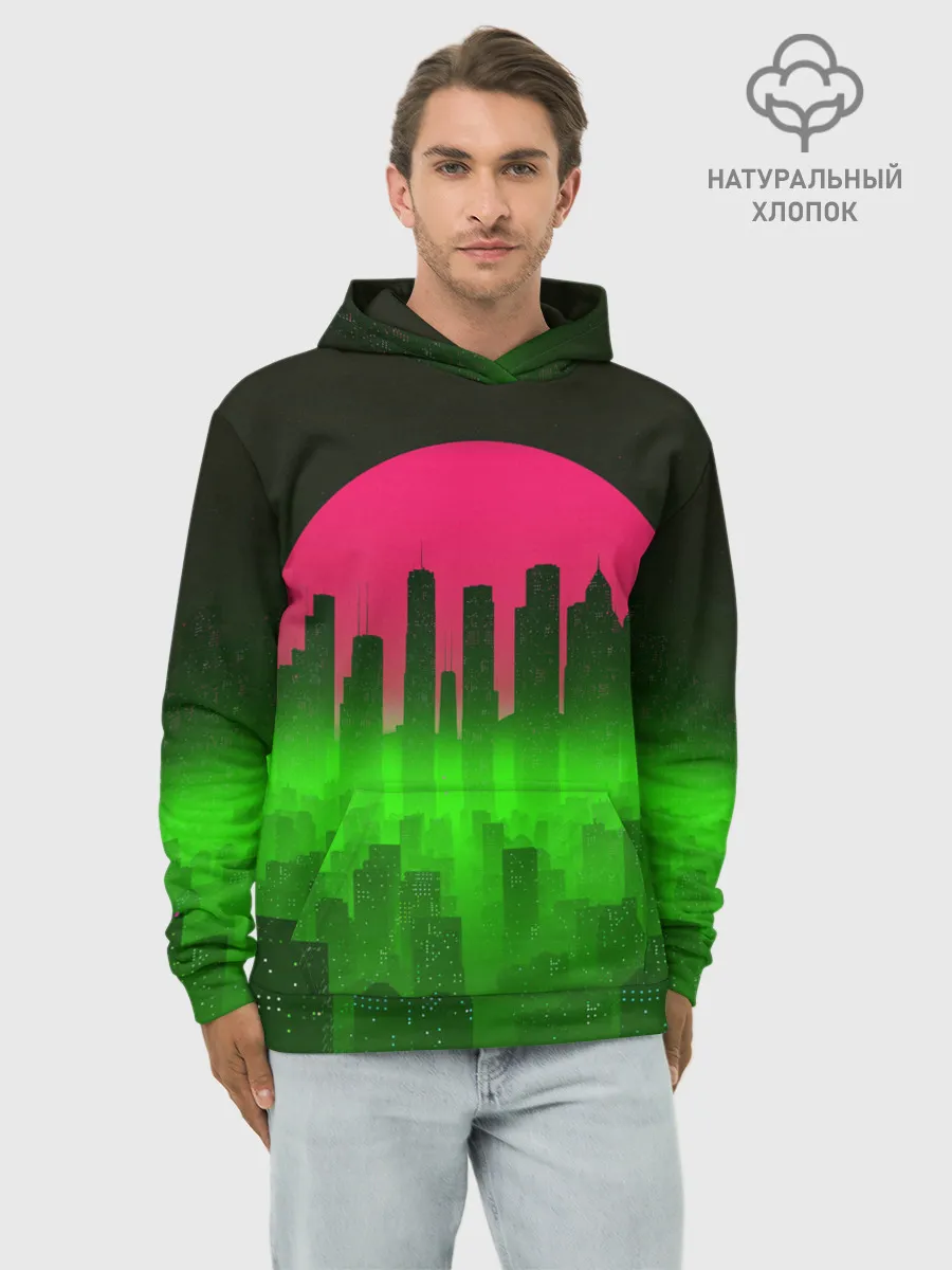Худи мужской база хлопок / НЕОНОВЫЙ ГОРОД