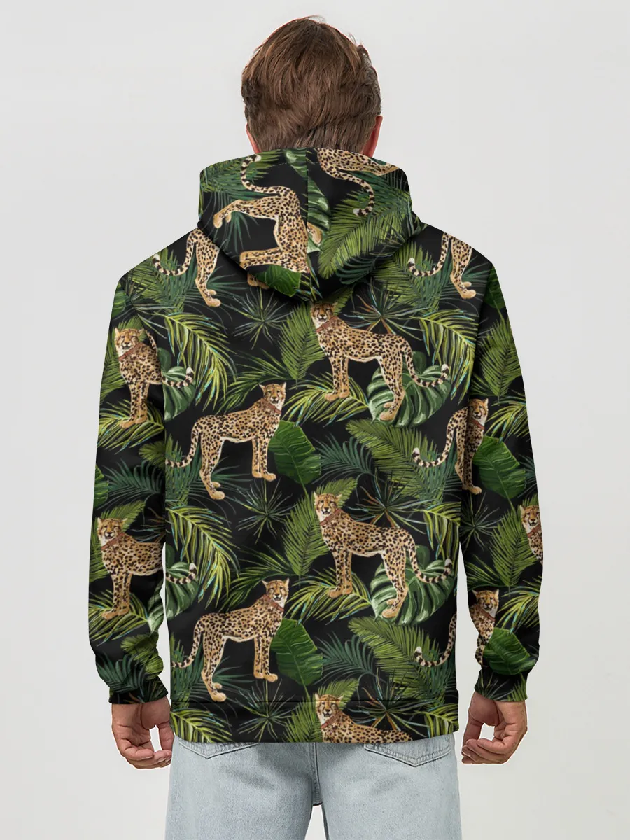 Худи мужской база хлопок / Леопарды на ветках