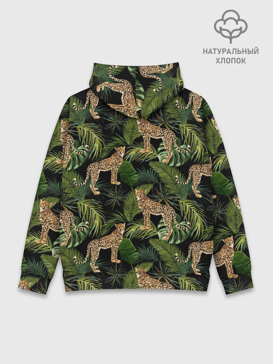 Худи мужской база хлопок / Леопарды на ветках