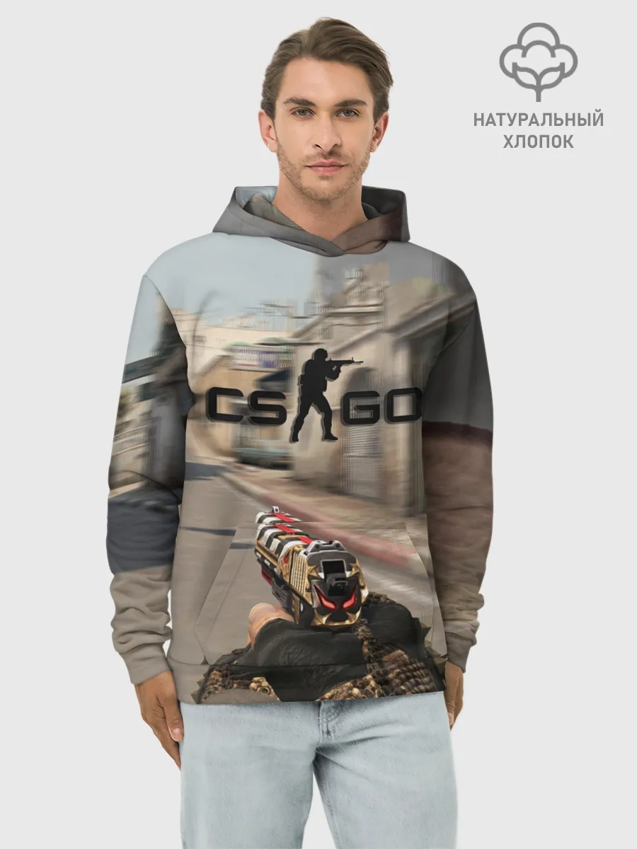 Худи мужской база хлопок / CS:GO - Ominous Look | Зловещий взгляд