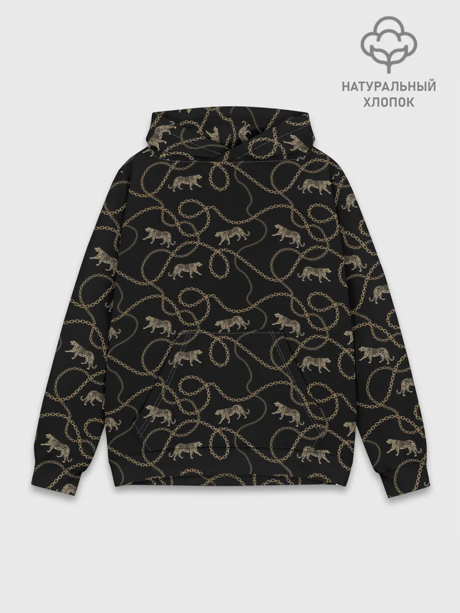 Худи мужской база хлопок / Леопарды и цепи