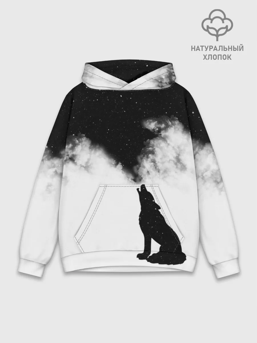 Худи мужской база хлопок / Galaxy wolf