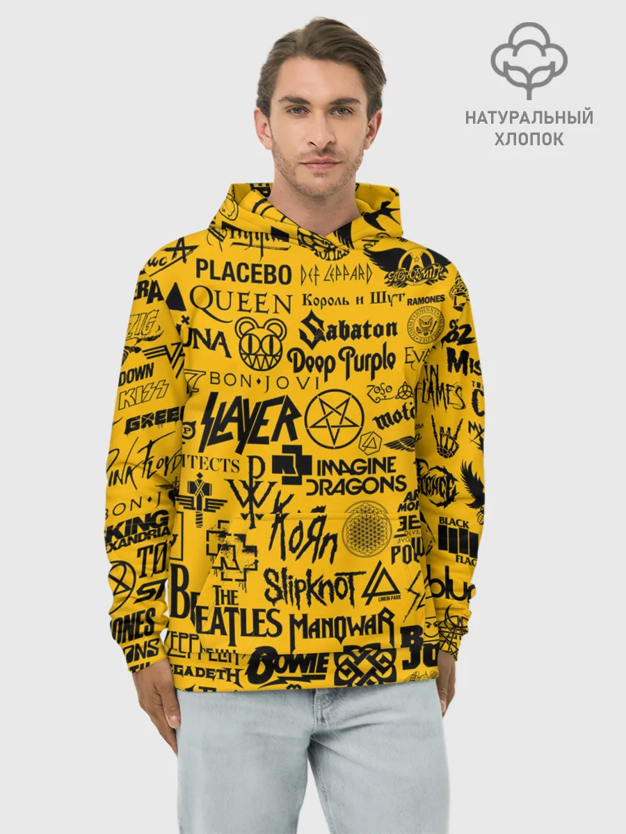 Худи мужской база хлопок / ЛОГОТИПЫ РОК ГРУПП