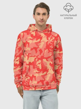 Худи мужской база хлопок / Оранжевый камуфляж