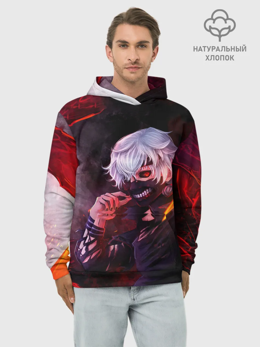 Худи мужской база хлопок / Ken Kaneki красные жала
