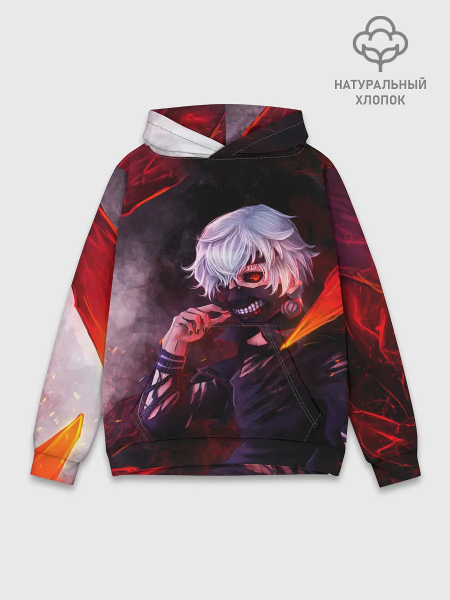 Худи мужской база хлопок / Ken Kaneki красные жала