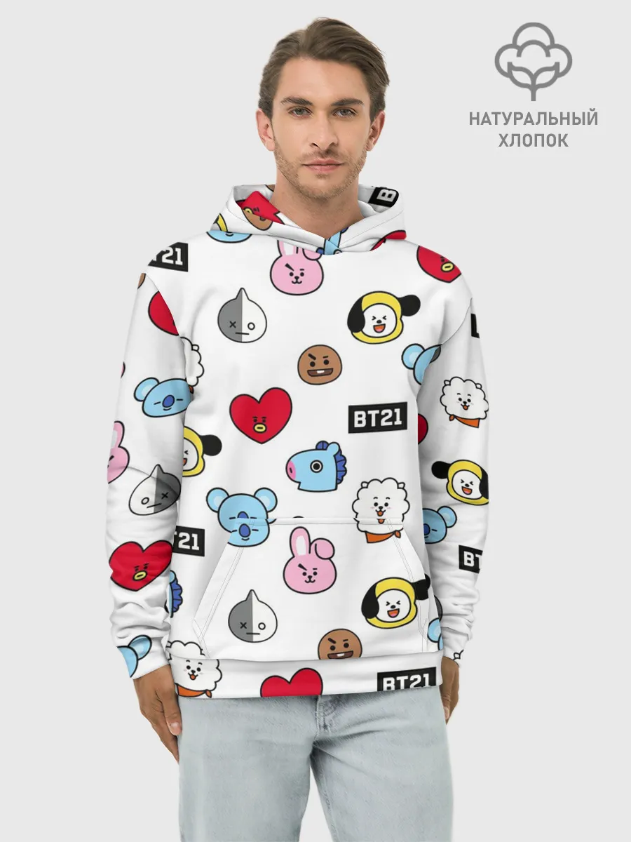 Худи мужской база хлопок / BTS | БТС | BANGTAN BOYS | BT21