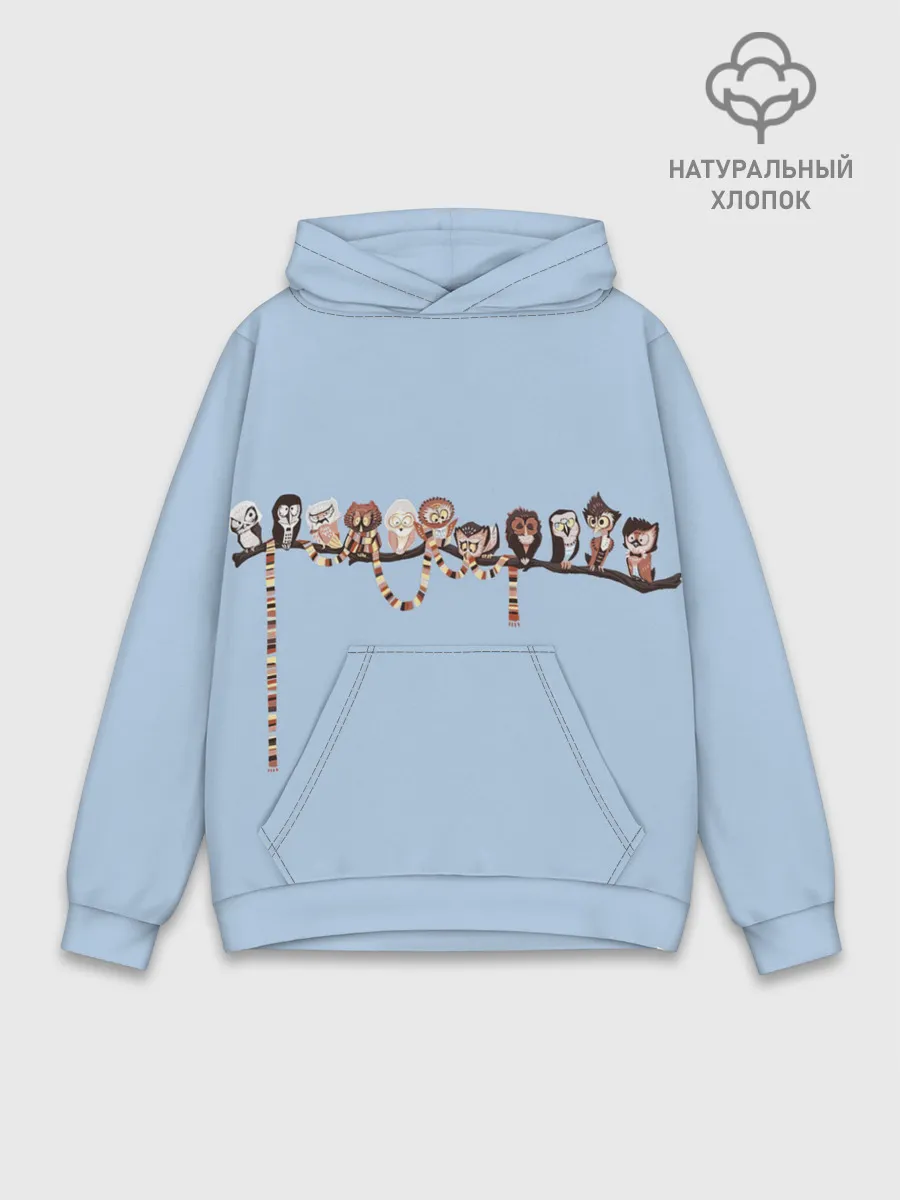 Худи мужской база хлопок / Совы на ветке