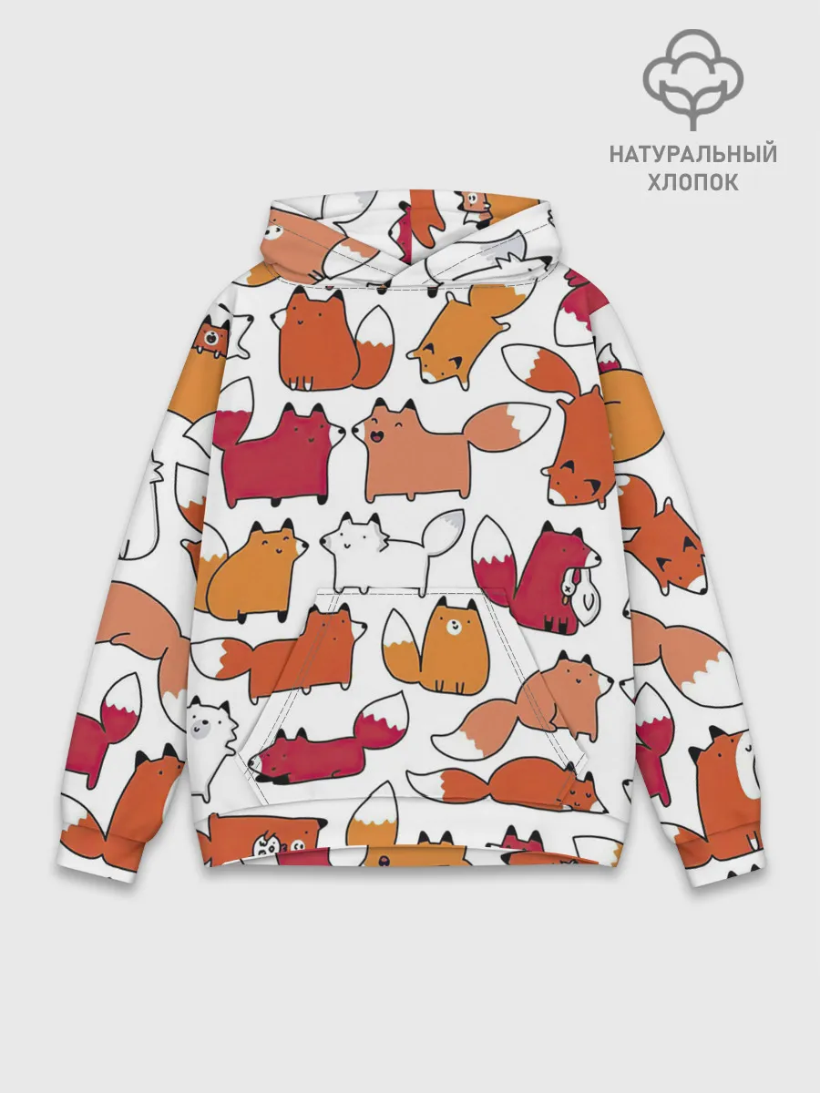 Худи мужской база хлопок / Милые лисы