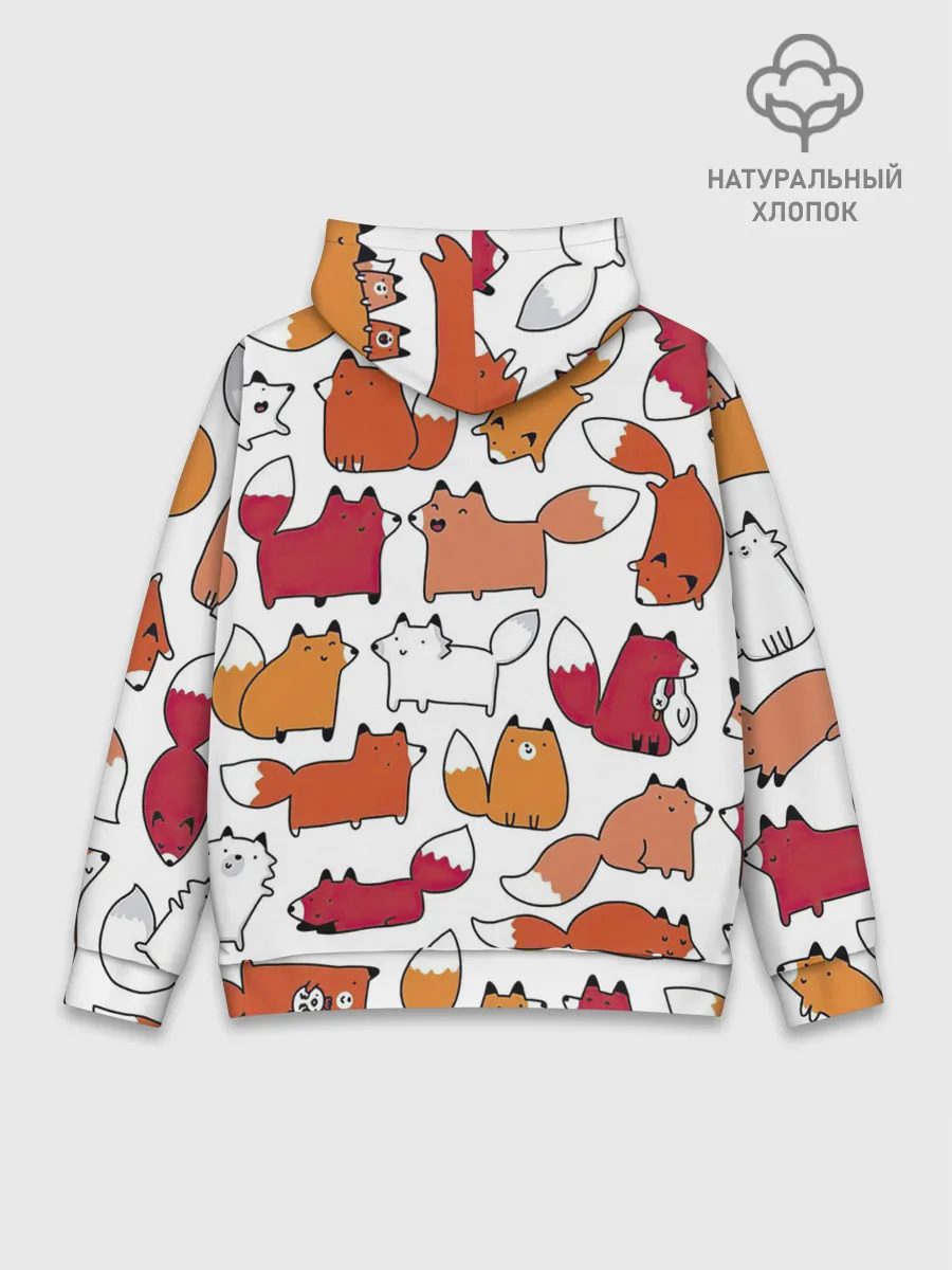 Худи мужской база хлопок / Милые лисы