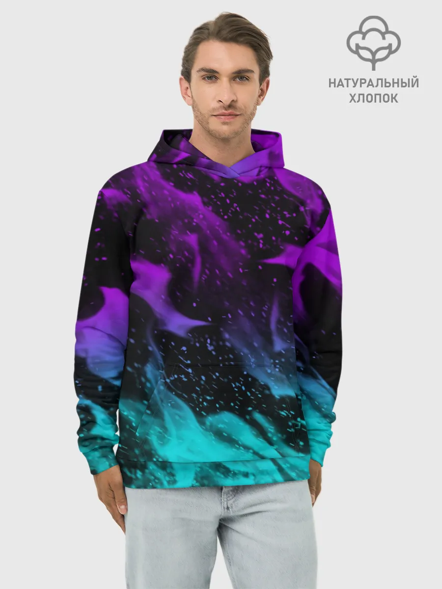 Худи мужской база хлопок / НЕОНОВЫЙ ОГОНЬ