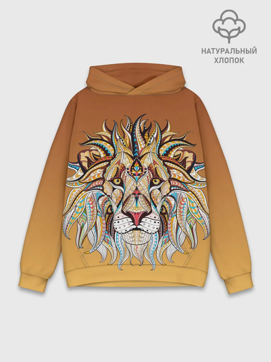 Худи мужской база хлопок / Стилизованный арт ЛЕВ морда