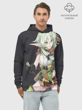Худи мужской база хлопок / Высшая эльфийка-лучница