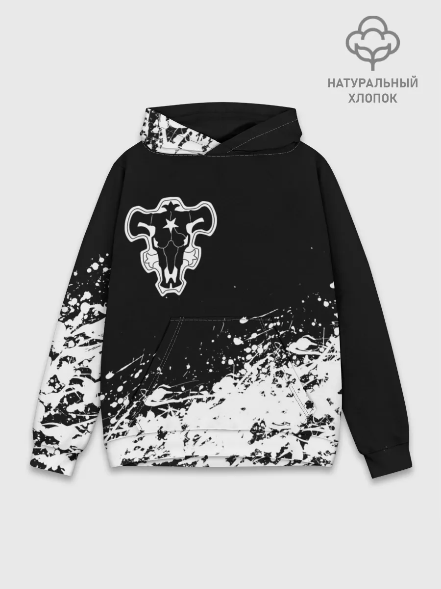 Худи мужской база хлопок / Черный Клевер