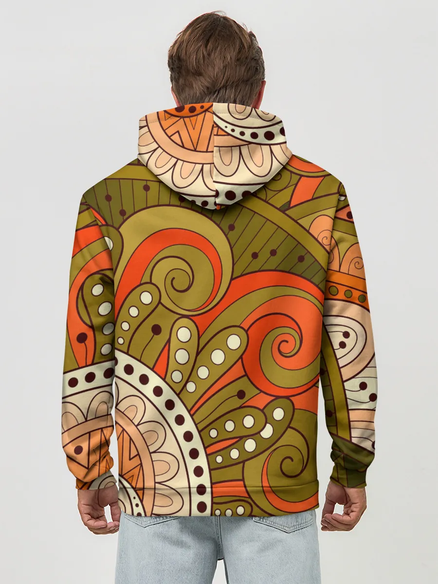 Худи мужской база хлопок / Детский оранжево-болотный