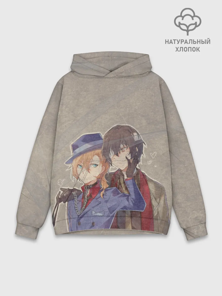 Худи мужской база хлопок / Дазай и чуя