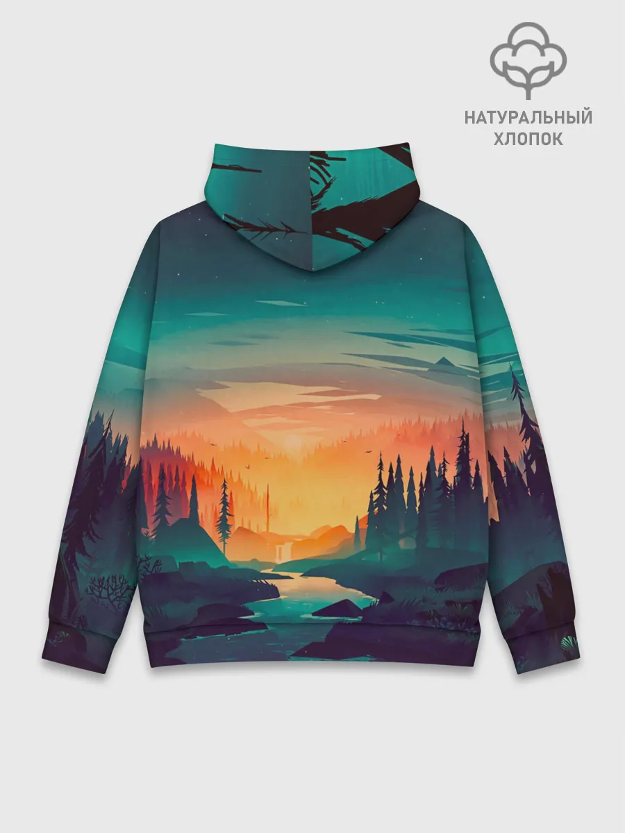 Худи мужской база хлопок / Закат Лес