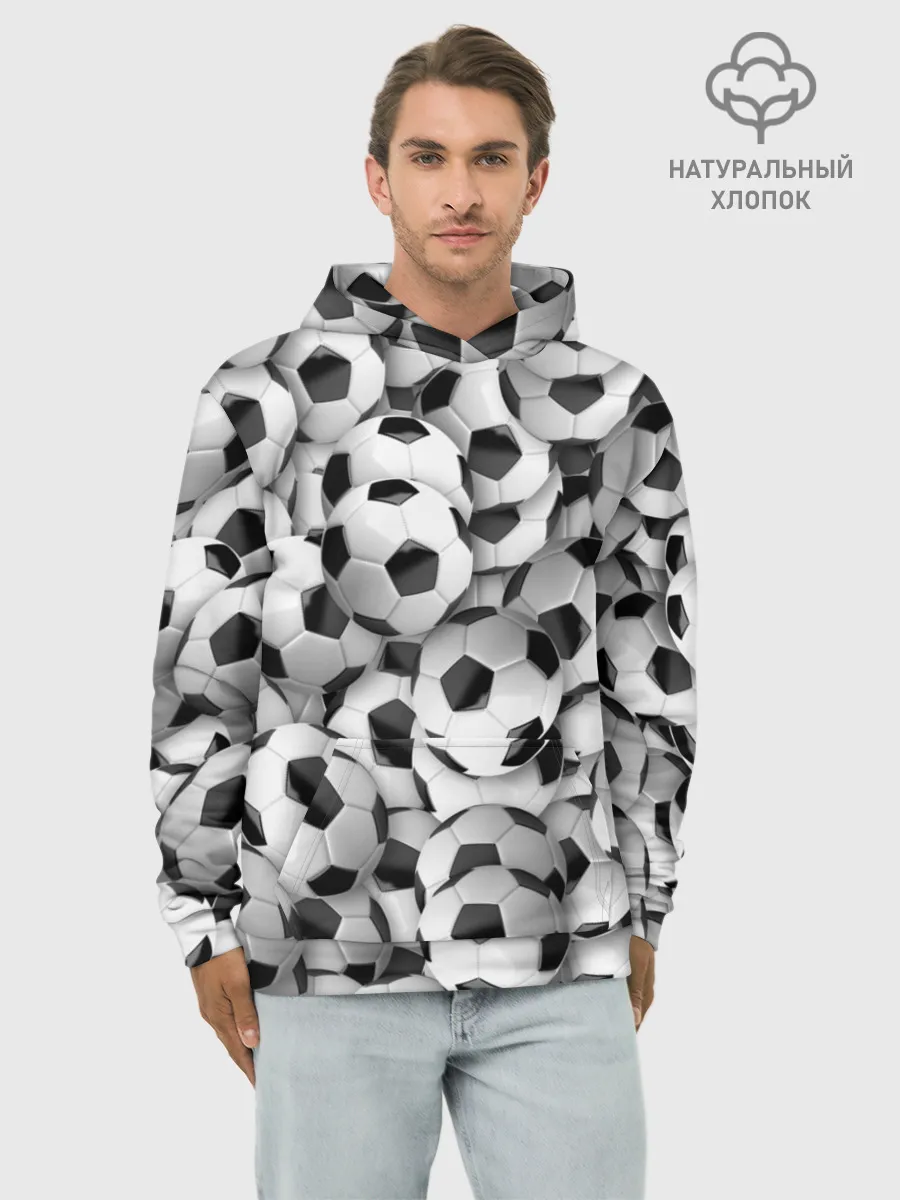Худи мужской база хлопок / футбольные мячи много