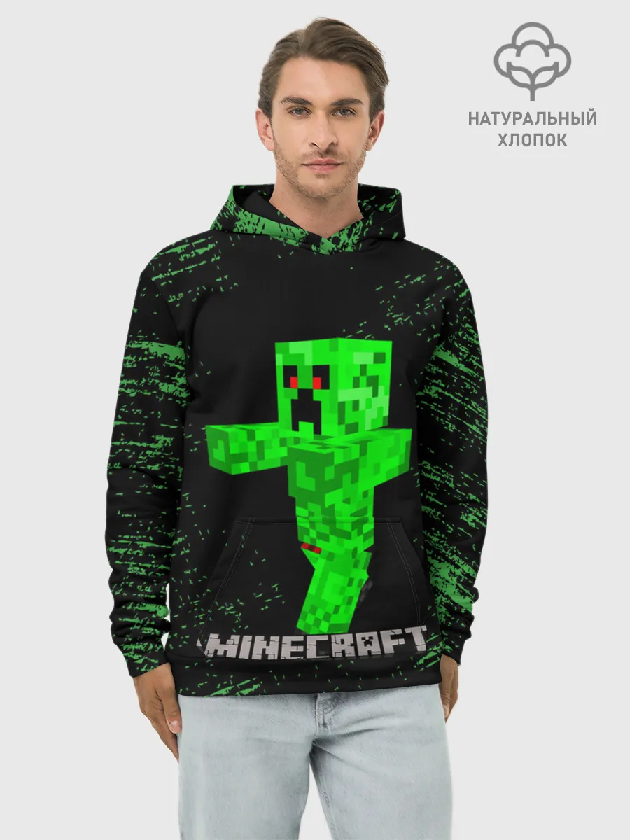 Худи мужской база хлопок / MINECRAFT CREEPER