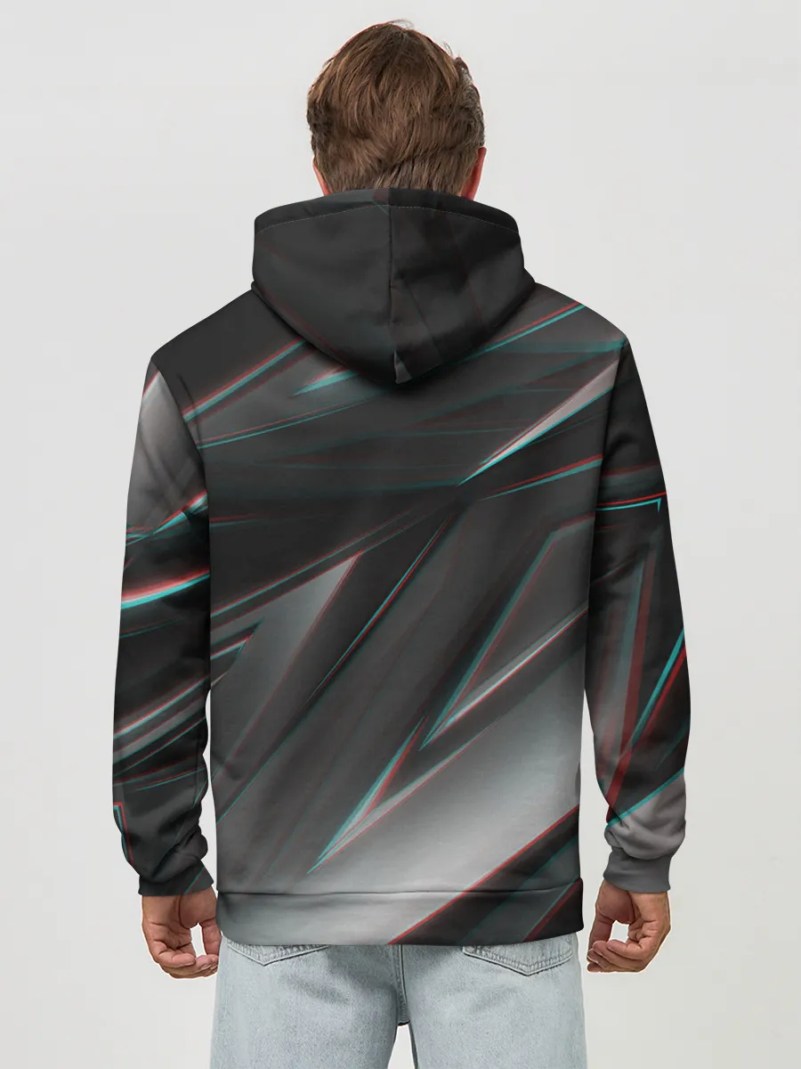 Худи мужской база хлопок / GEOMETRY STRIPES GLITCH