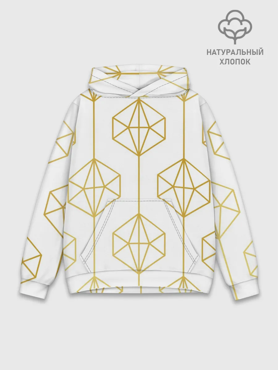 Худи мужской база хлопок / Геометрический орнамент золото