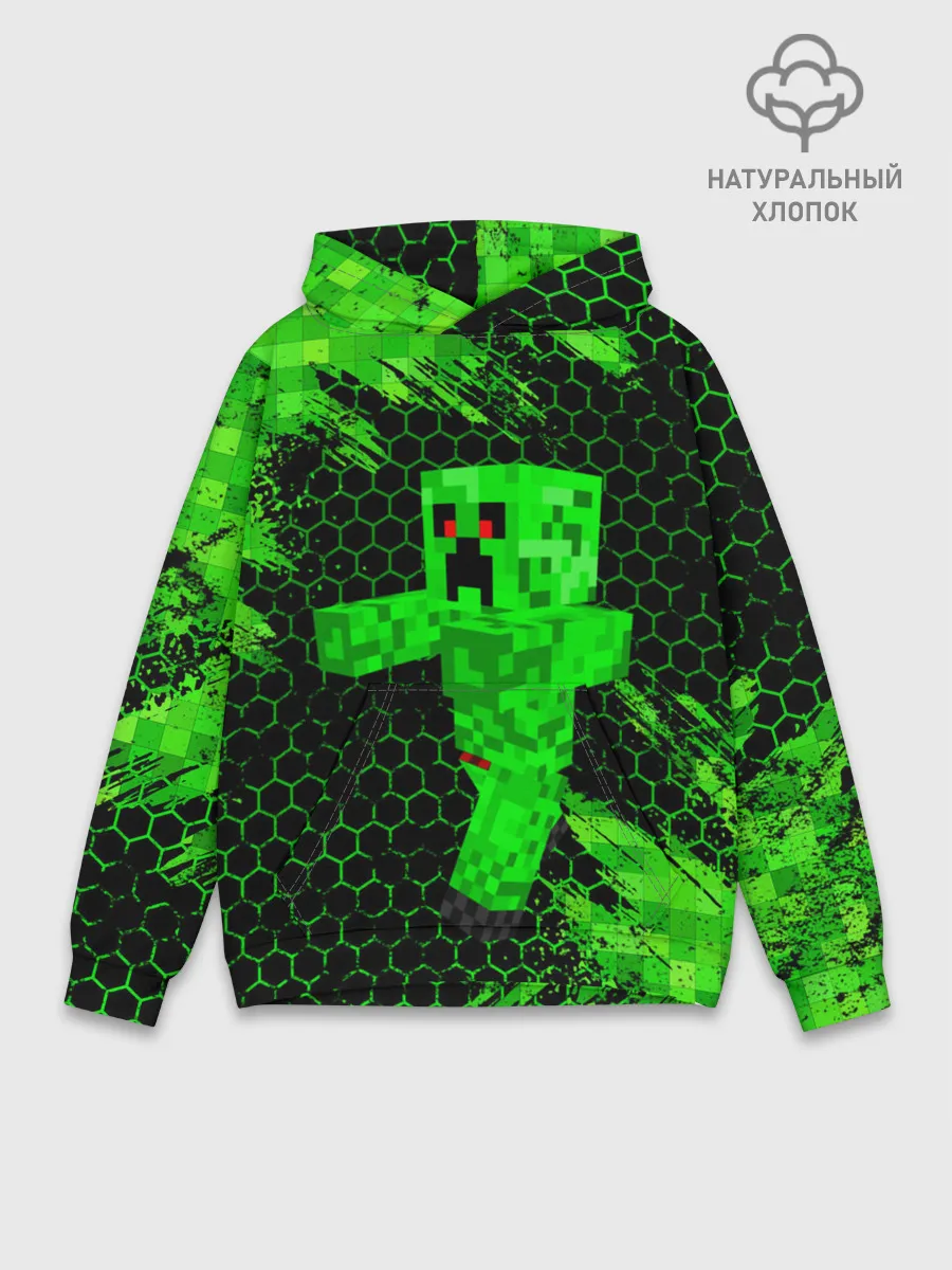 Худи мужской база хлопок / MINECRAFT CREEPER