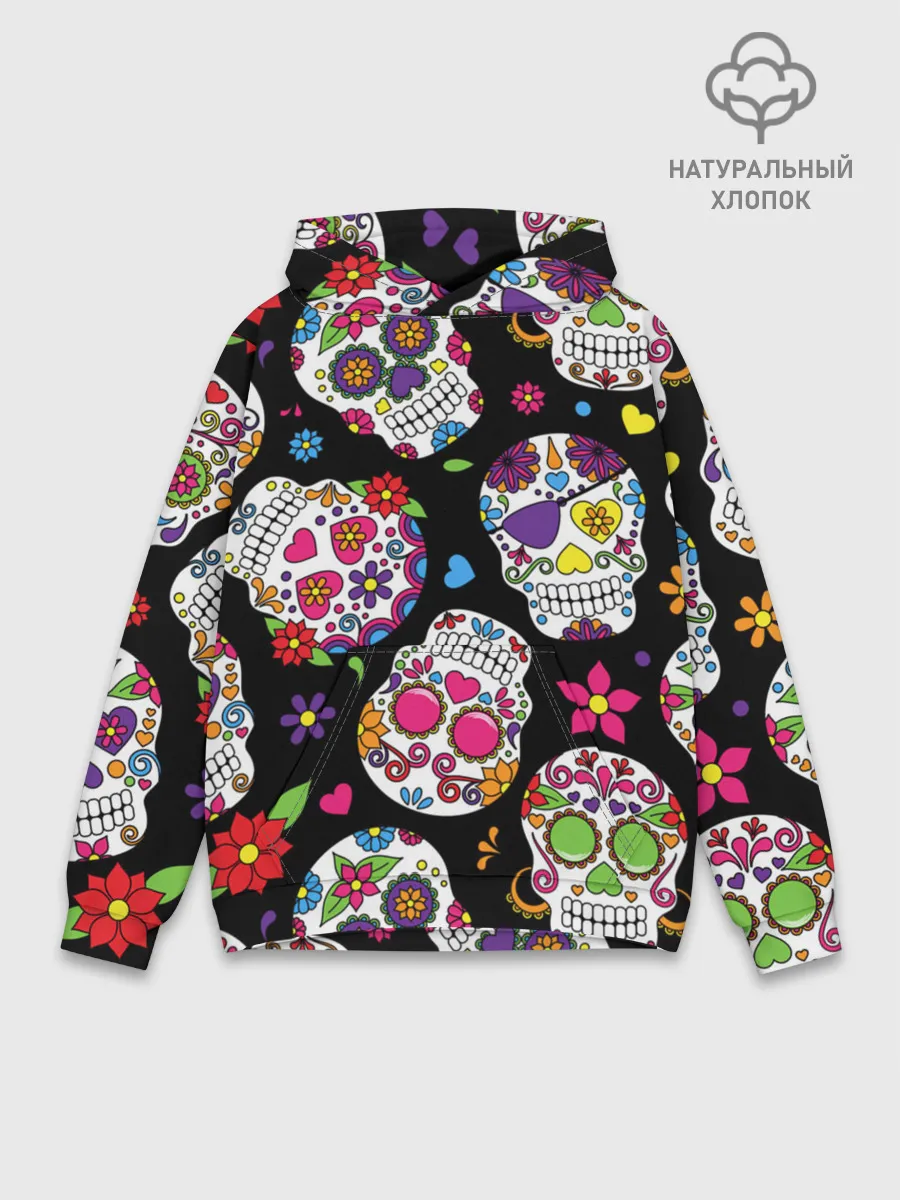 Худи мужской база хлопок / Шальные черепа