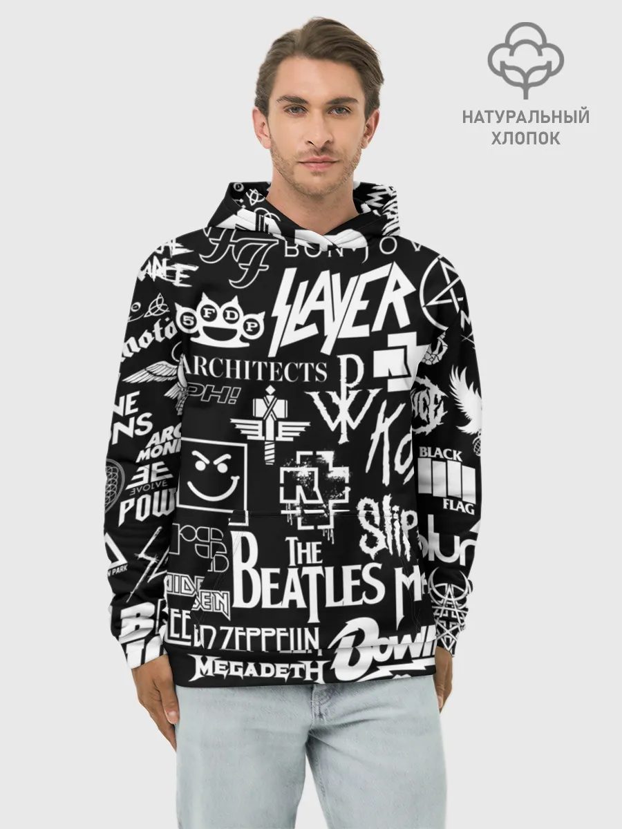 Худи мужской база хлопок / ЛОГОТИПЫ РОК ГРУПП