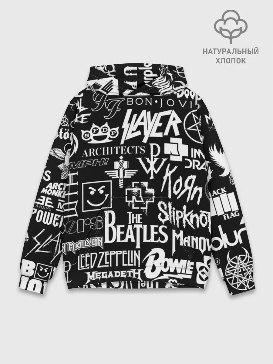 Худи мужской база хлопок / ЛОГОТИПЫ РОК ГРУПП