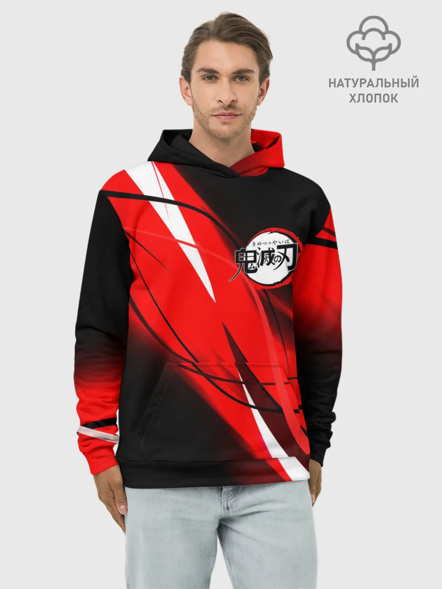 Худи мужской база хлопок / KIMETSU NO YAIBA маленький лого