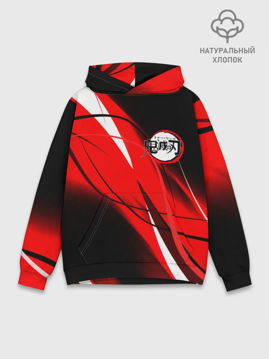 Худи мужской база хлопок / KIMETSU NO YAIBA маленький лого