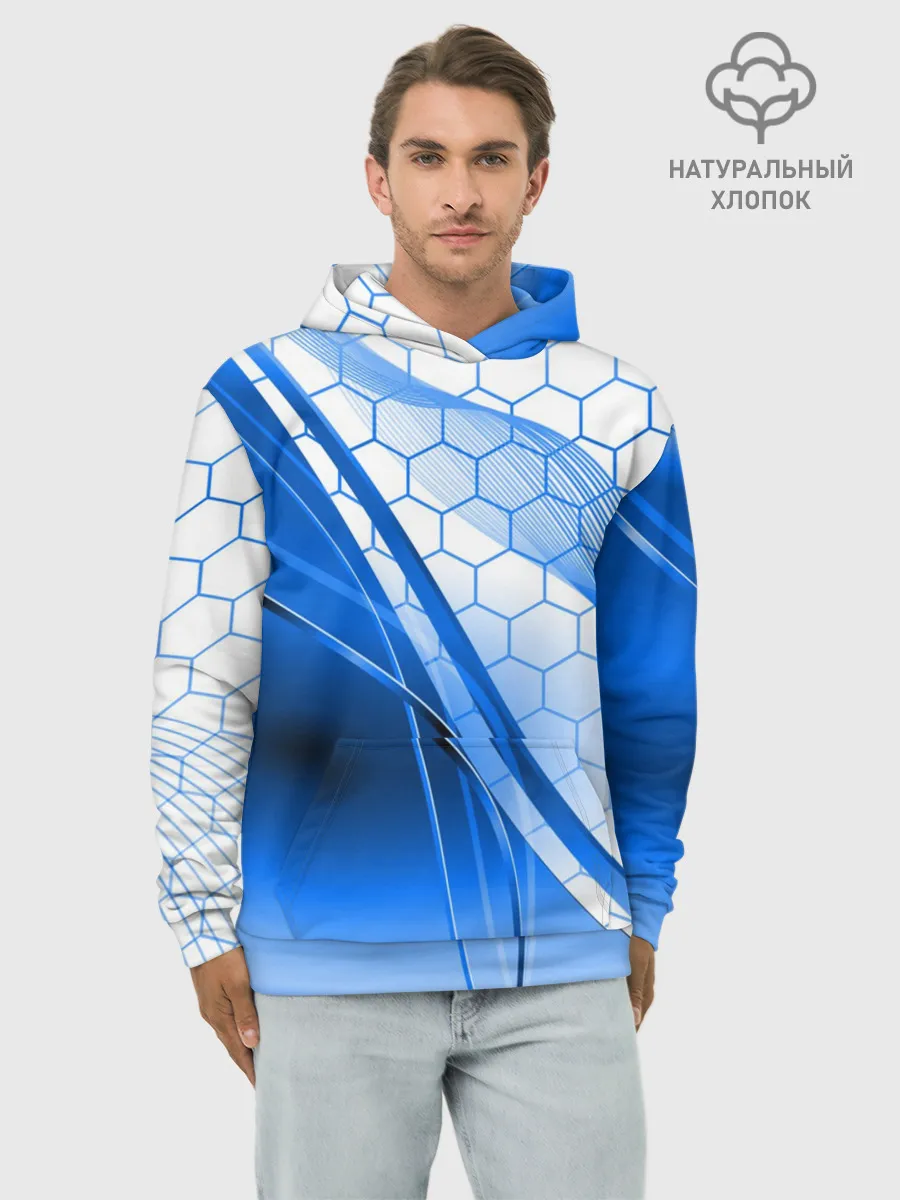 Худи мужской база хлопок / ABSTRACT BLUE