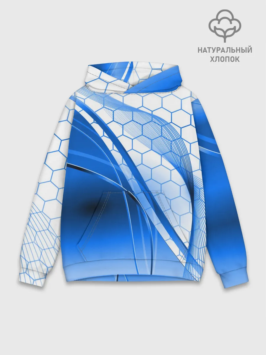 Худи мужской база хлопок / ABSTRACT BLUE