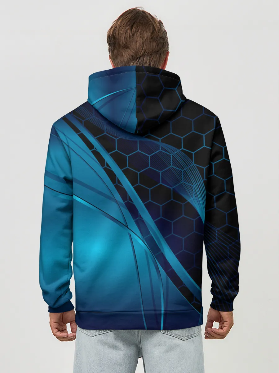 Худи мужской база хлопок / ABSTRACT BLUE