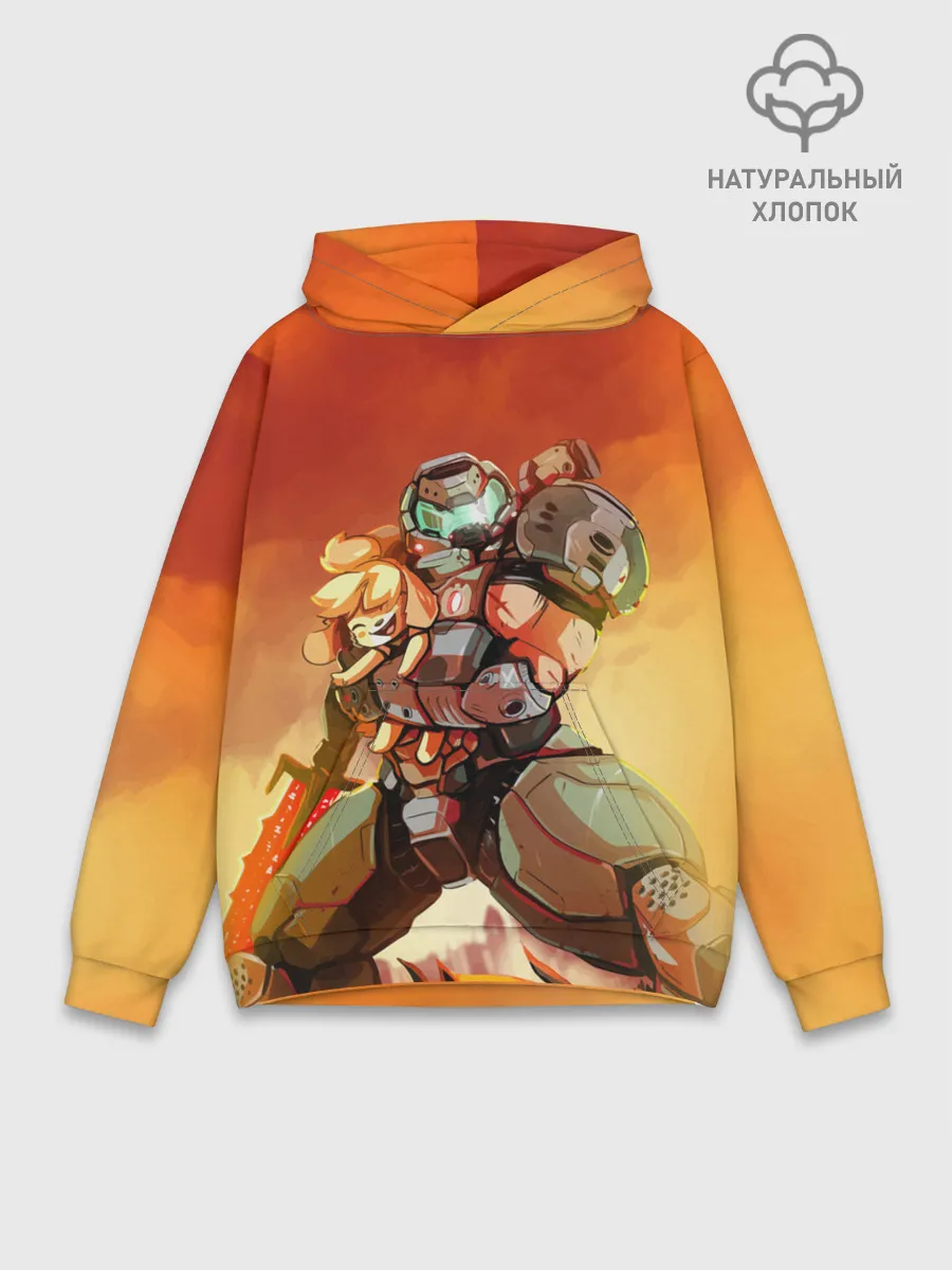 Худи мужской база хлопок / ANIMAL CROSSING x DOOM ETERNAL