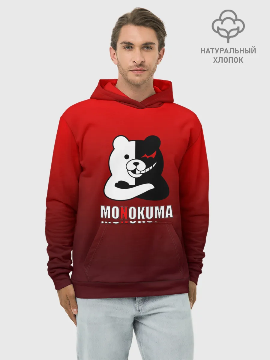 Худи мужской база хлопок / monokuma на красном градиенте