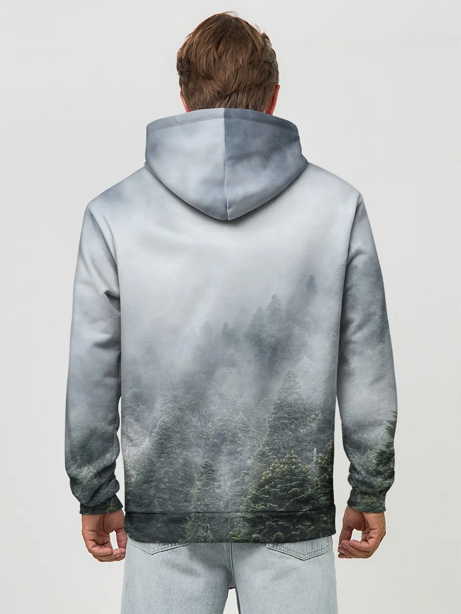 Худи мужской база хлопок / Туманный лес