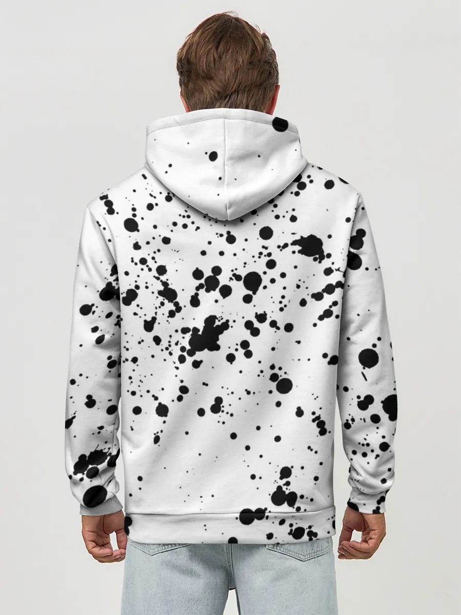 Худи мужской база хлопок / Далматинец - брызги чёрными пятнами