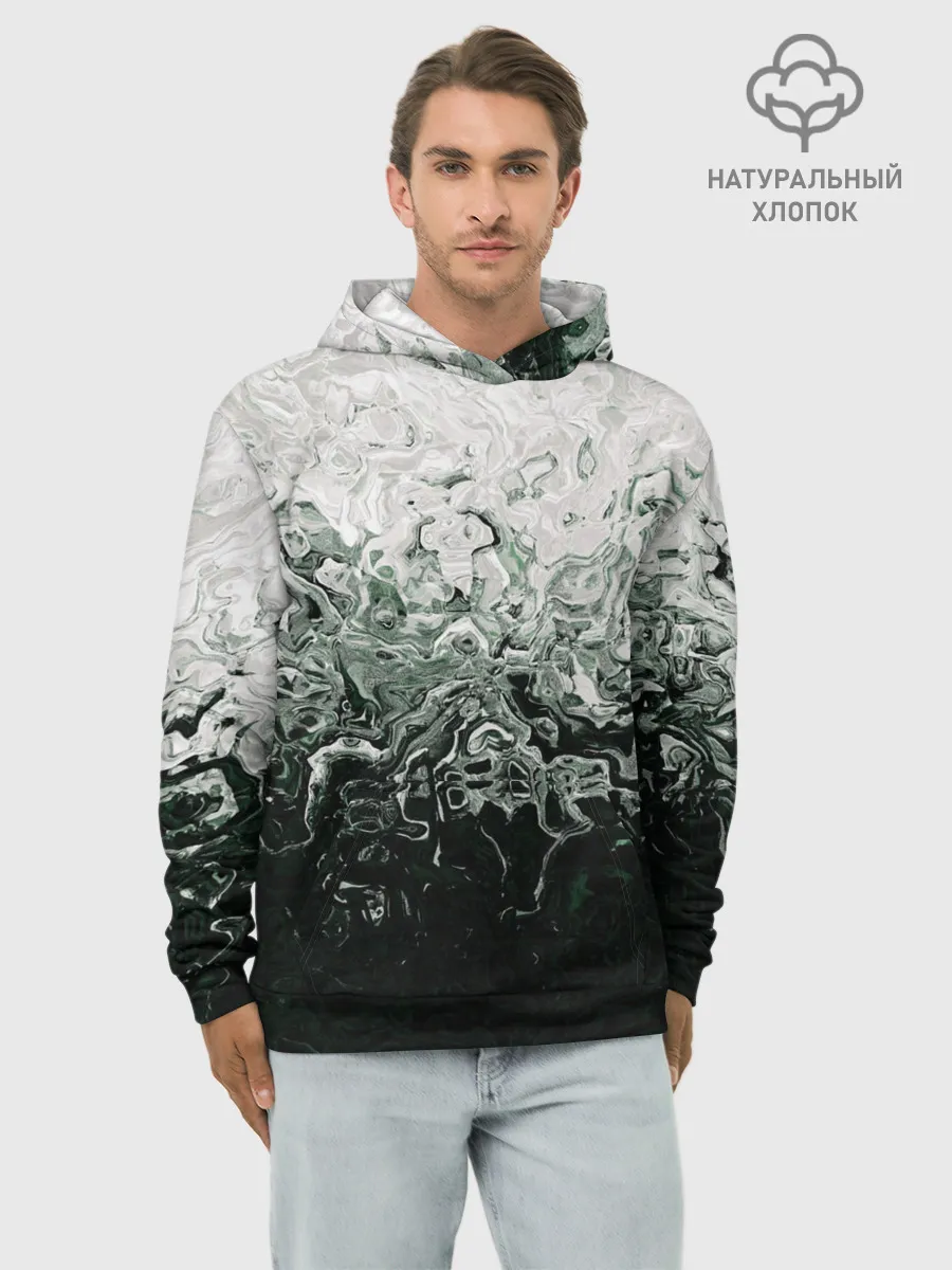 Худи мужской база хлопок / Разводы жидкость абстракция