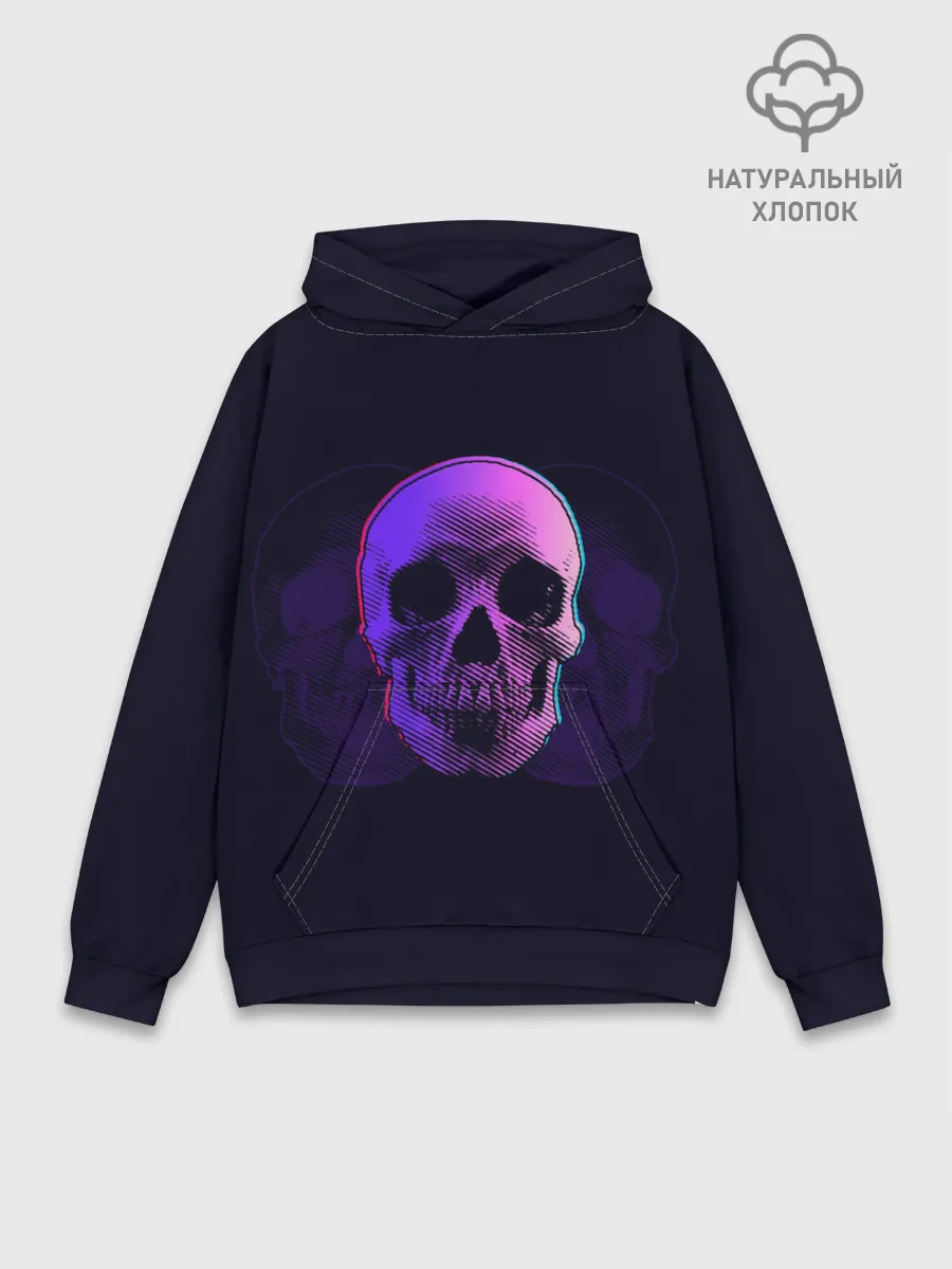Худи мужской база хлопок / 3D Череп