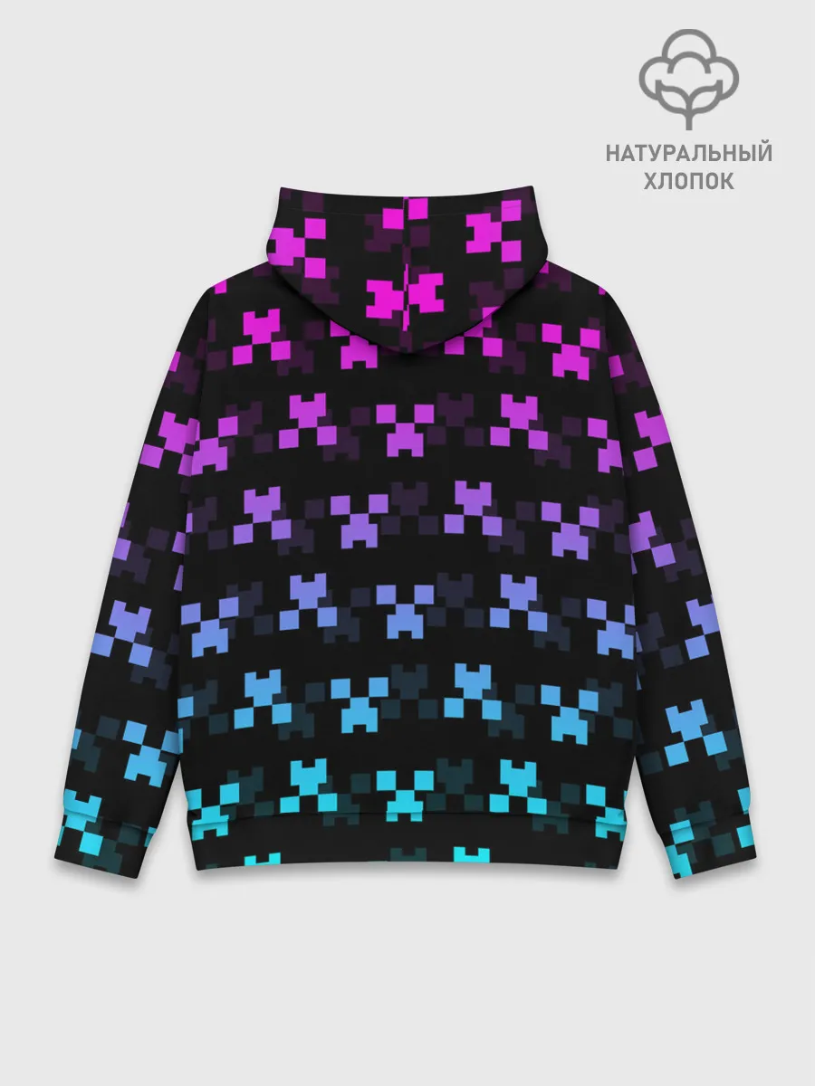 Худи мужской база хлопок / MINECRAFT CREEPER NEON