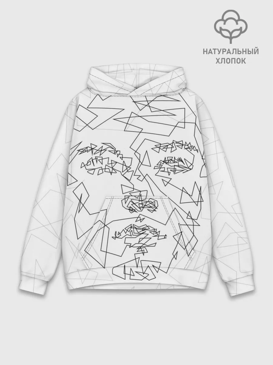 Худи мужской база хлопок / Геометрическое лицо