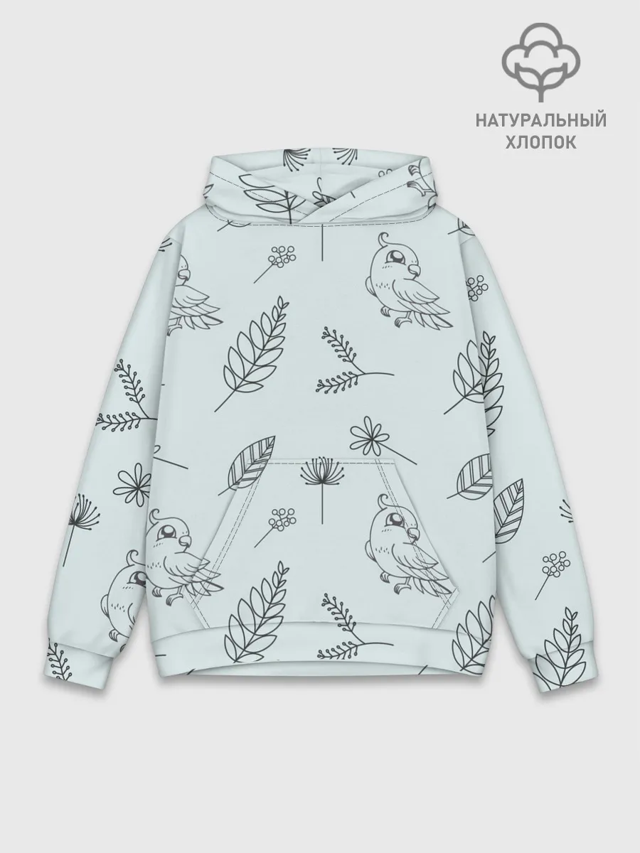 Худи мужской база хлопок / Милые птички