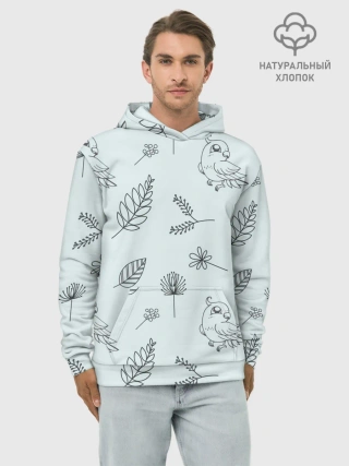 Худи мужской база хлопок / Милые птички