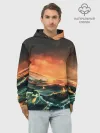Худи мужской база хлопок / Фэнтези море корабли закат